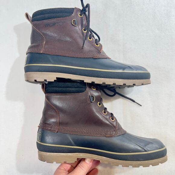 Boots Sporto The Original Duck Boots Men's 10 Rubber Bottoms Ankle Blue/ Brown - Picture 1 of 15